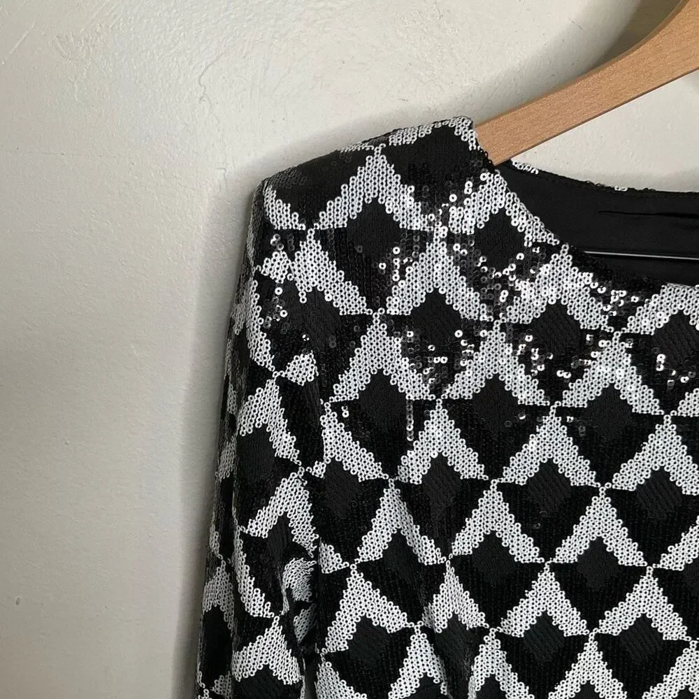 Ramy Brook Celia Sequin Maxi Dress In Black Checkmate - Picture 7 of 15